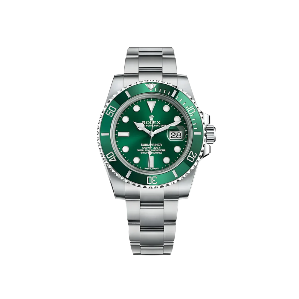 Rolex Submariner Hulk Green - 116610 LV - 40mm Stainless Steel Case - Oyster Bracelet - Automatic Movement - Green Dial - Japanese Craftsmanship - Sapphire Crystal - Timeless Elegance in Every Detail.