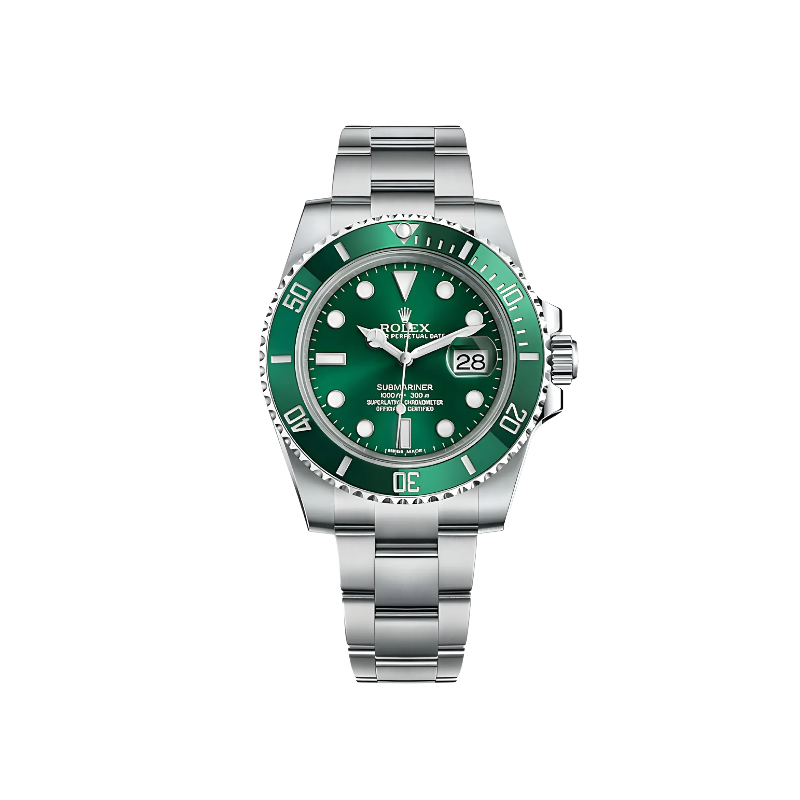 Rolex Submariner Hulk Green - 116610 LV - 40mm Stainless Steel Case - Oyster Bracelet - Automatic Movement - Green Dial - Japanese Craftsmanship - Sapphire Crystal - Timeless Elegance in Every Detail.