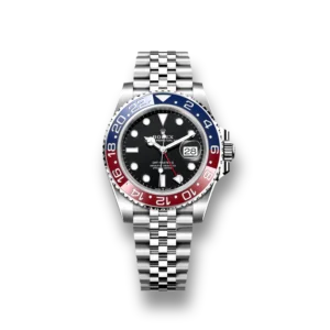 Elegant Rolex GMT Master II Pepsi Clone watch with red and blue bezel, a symbol of precision and style for men.