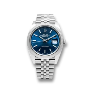 "Rolex Dayjust Blue Superclone (Model 126334) - Precision-crafted men's automatic watch with bright blue dial, fluted motif, and White Gold/Stainless Steel case. Stainless Steel Jubilee bracelet, water-resistant design. Elevate your style with this iconic timepiece."
